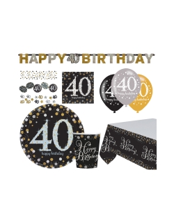 Party Set Sprakl.Celb.Oro 40: Plat, Vas, Serv, Mant, Guirn... 